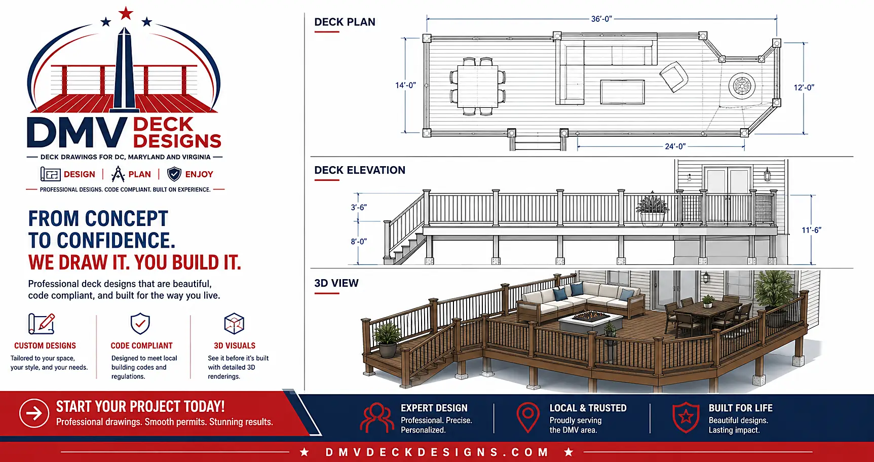 DMV Deck Designs professional deck CAD drawings