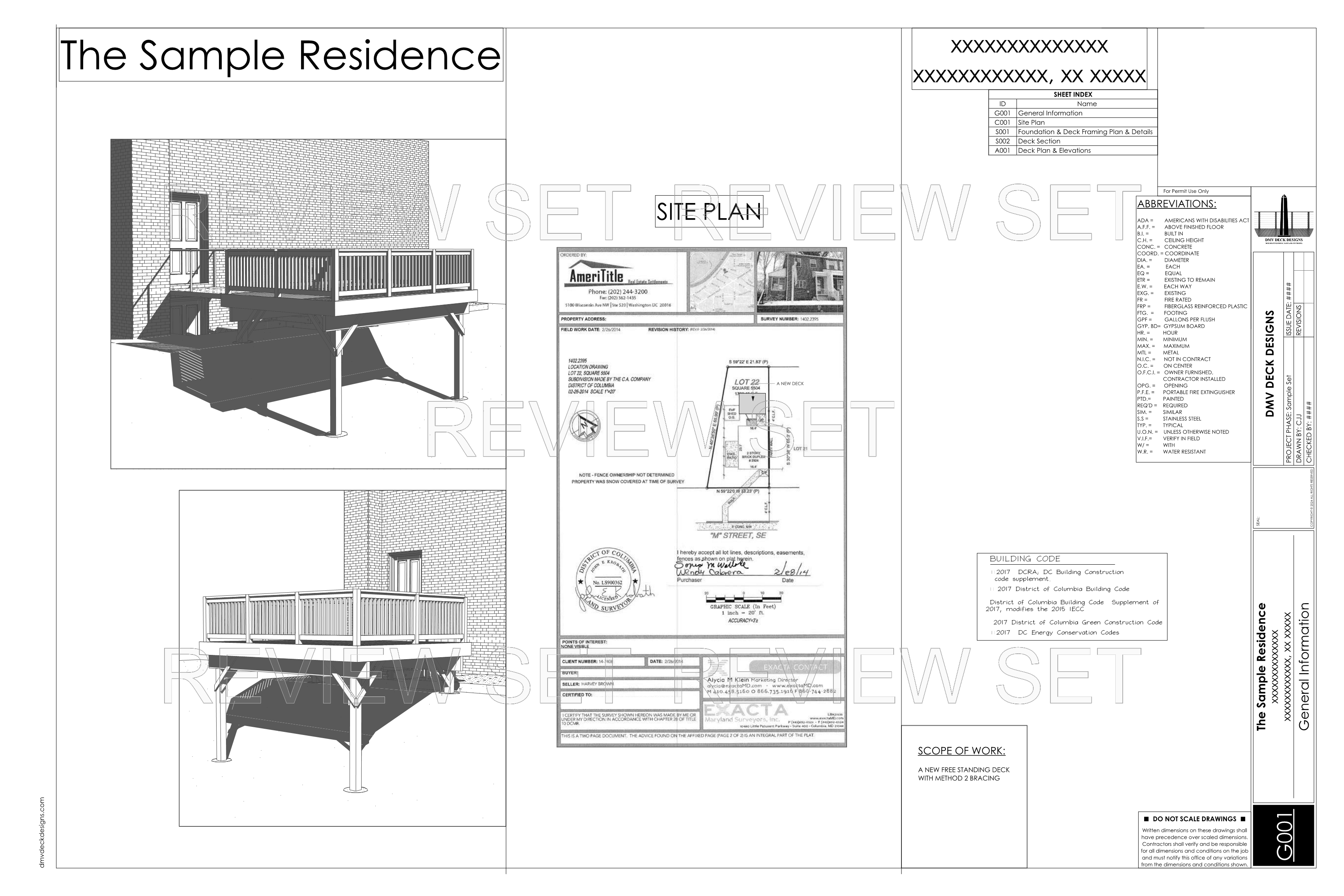 Professional deck design cover sheet